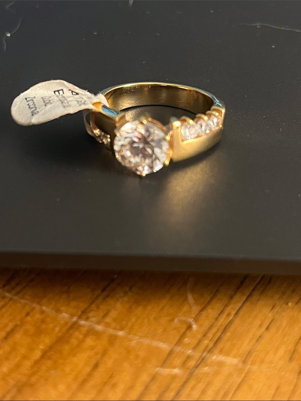Gold-Plated Cluster Ring with Clear Stones - Women Jewelry